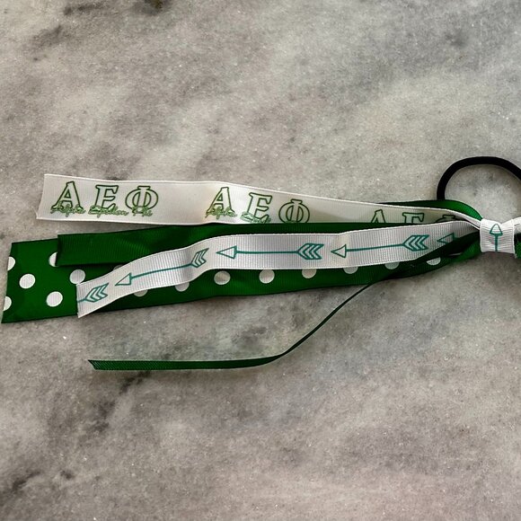 Alpha Epsilon Phi Hair Tie with Ribbon - Picture 2 of 4